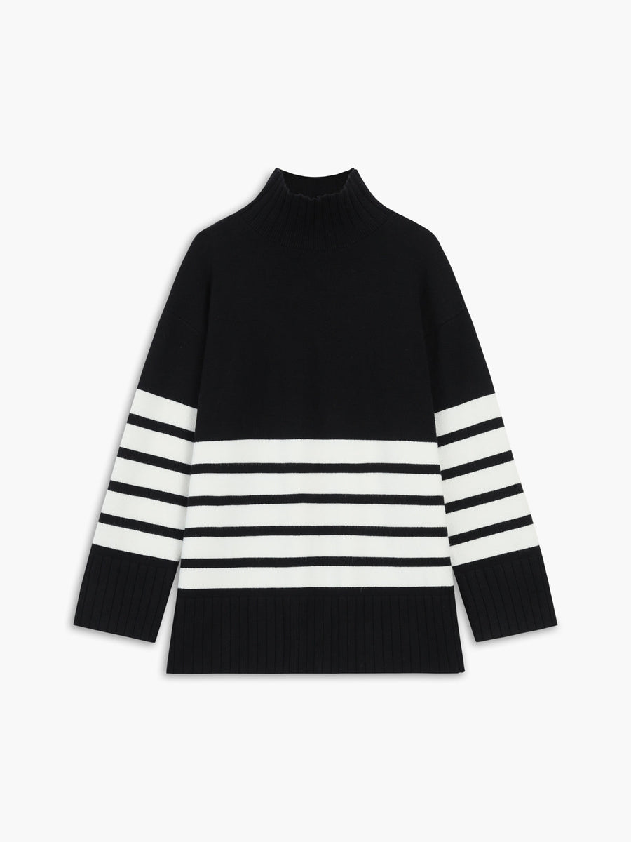 Striped Mock Neck Sweater