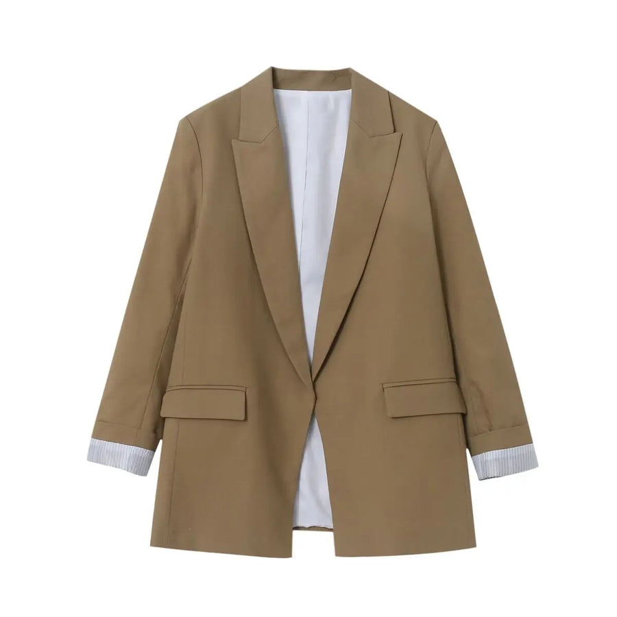 Charmchant Oversized Linen Blazer – Effortless Casual Office Style